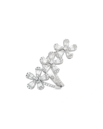 Diamond Select Cuts 14k 2.00 Ct. Tw. Diamond Tripel Flower Split Ring In Metallic