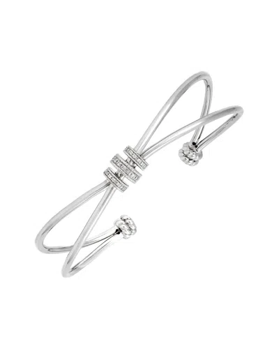 Diamond Select Cuts Silver 0.06 Ct. Tw. Diamond Wide Bangle Bracelet In Metallic