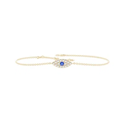 Diamonds Factory Blue Sapphire Bracelet In 14k Yellow Gold