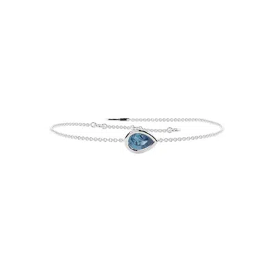 Diamonds Factory Blue Topaz Bracelet In 14k White Gold