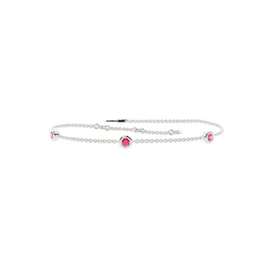 Diamonds Factory Ruby Bracelet In 14k White Gold