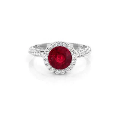 Diamonds Factory Ruby Gemstone In 14k White Gold