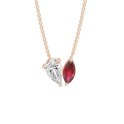 Diamonds Factory Ruby Pendant In Rose Gold