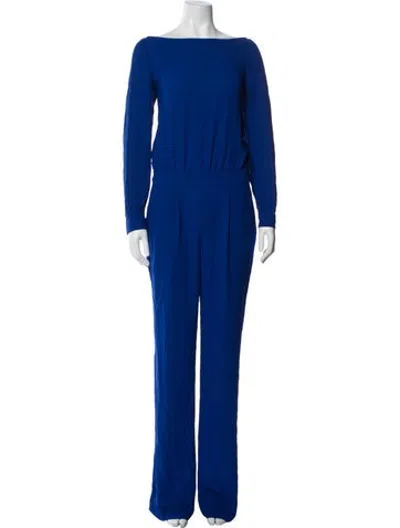 Pre-owned Diane Von Furstenberg Bateau Neckline Jumpsuit In Blue