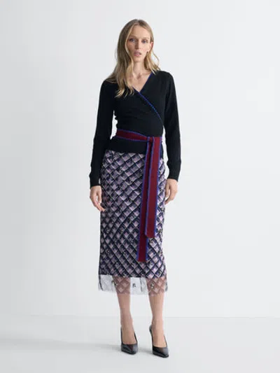 Diane Von Furstenberg Ginevra Wool Cashmere Top In Black Multi