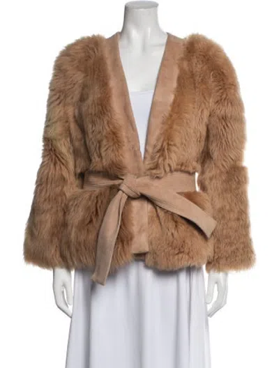 Pre-owned Diane Von Furstenberg Shearling Fur Jacket In Neutrals