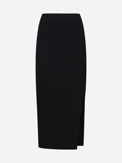 Diane Von Furstenberg Side-slit Midi Skirt In Black