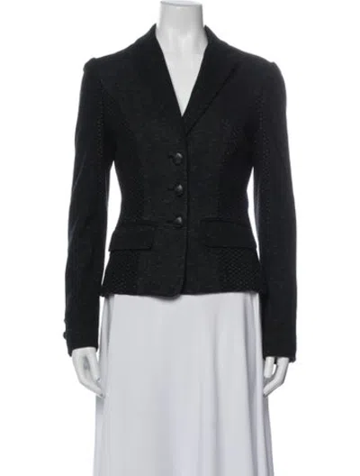 Pre-owned Diane Von Furstenberg Tweed Pattern Blazer In Black