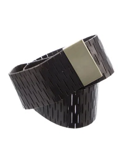 Pre-owned Diane Von Furstenberg Wide Leather Waist Belt In Black