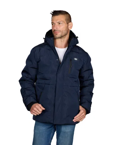 Dickies Men's Faux Memory Quilted Hooded Jacket In Blue