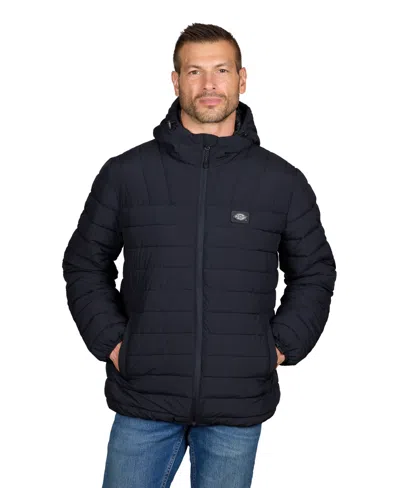 Dickies Men's Rechargeable Heated Channel-quilted Puffer Jacket In Black