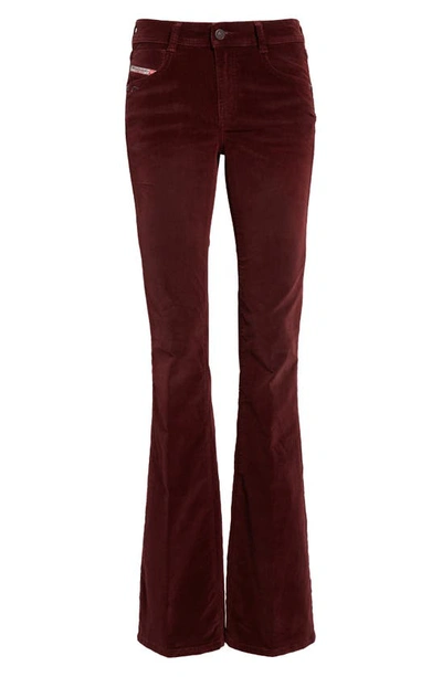 Diesel 1969 D-ebbey Velvet Bootcut Jeans In Burgundy/ Red