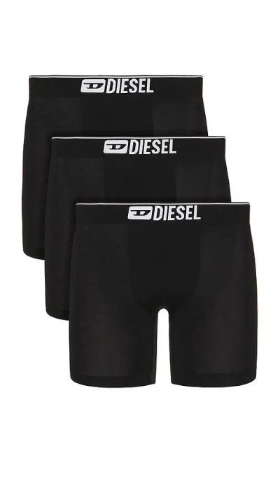 Diesel 3-pack Stretch Cotton Boxer Briefs In Black