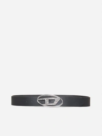 Diesel B-1dr 50 Leather Belt In Black