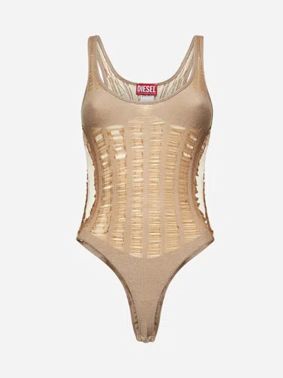 Diesel Beige M-calipso-body Seamless Bodysuit In Brown