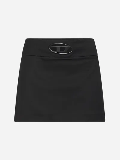 Diesel Black Stretch Twill O-dixy Miniskirt