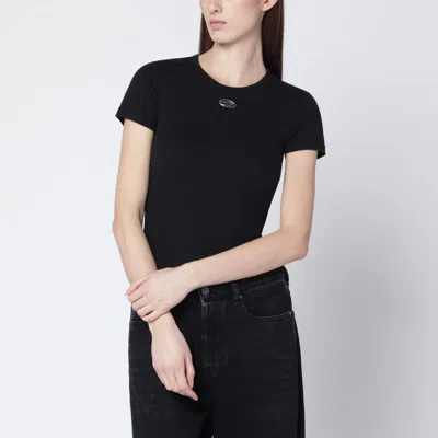 Diesel Black T-shirt With Metallic Oval D