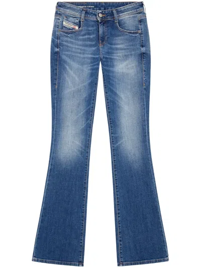 Diesel Blue Cotton Elastane Flared Jeans