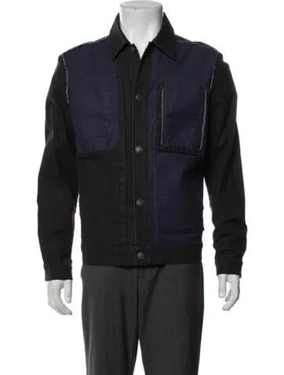 Pre-owned Diesel Colorblock Pattern Trucker Jacket In Blue