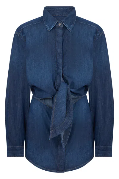 Diesel Denim Jacket With Belt And Back Knot In Brown