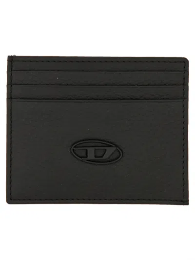 Diesel Grained Leather Cardholder In Black