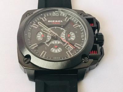 Pre-owned Diesel Men's Watch Bamf Chronograph Black Silicone Dz7356 Msrp $350
