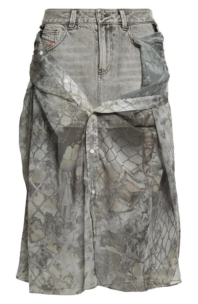 Diesel O-jeany Layered Denim Skirt In Grey