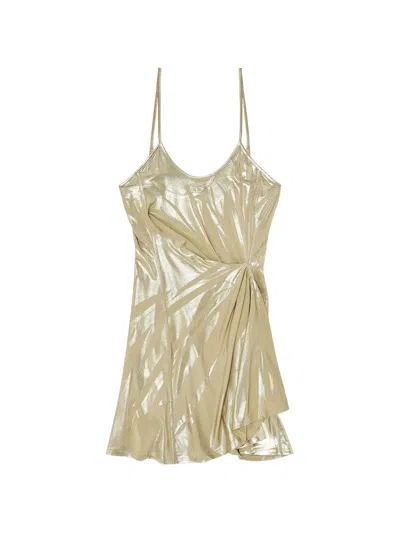 Diesel Slim Fit Scoop Neck Mini Dress With Spaghetti Straps In Beige