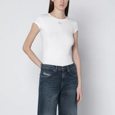 Diesel T-angie White T-shirt With Laser-cut Oval D