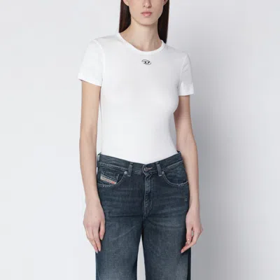 Diesel White T-shirt With Metallic Oval D