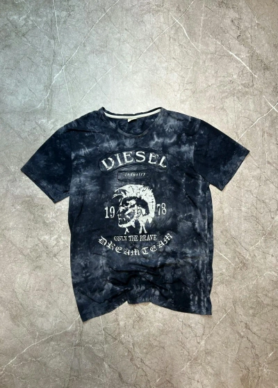 Pre-owned Diesel X Vintage Mens Vintage Diesel T-shirt 2k Distressed Big Logo 90's In Navy
