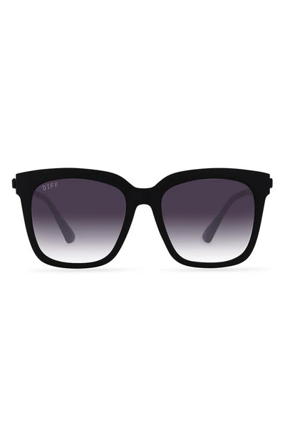 Diff 54mm Hailey Square Sunglasses In Matte Black Sharp Grey