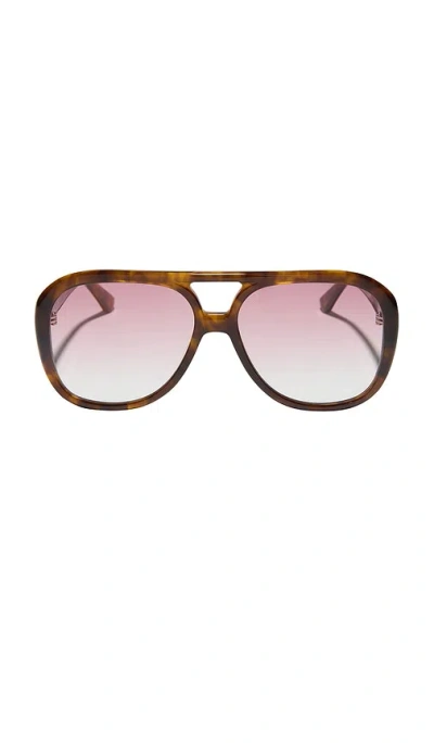 Diff Eyewear X For Love & Lemons Acetate Aviator Sunglasses In Tort