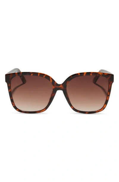 Diff Hazel 58mm Square Sunglasses In Black Brown Tort