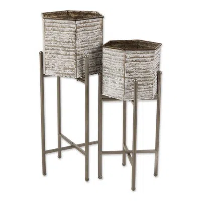Dii Asst Hexagon Bucket Plant Stand Set/2 In Neutral