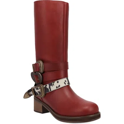 Dingo Full Throttle Leather Boot In Red