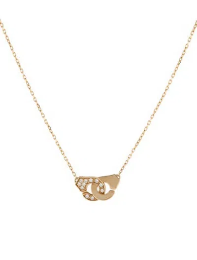Pre-owned Dinh Van 18k Diamond Menottes Xs R8 Pendant Necklace, 16" In Multicolor