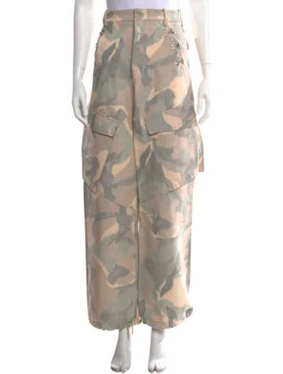 Pre-owned Dion Lee Camouflage Print Wide Leg Pants In Neutrals
