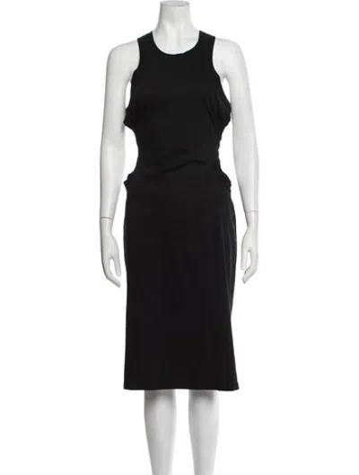 Pre-owned Dion Lee Crew Neck Midi Length Dress In Black