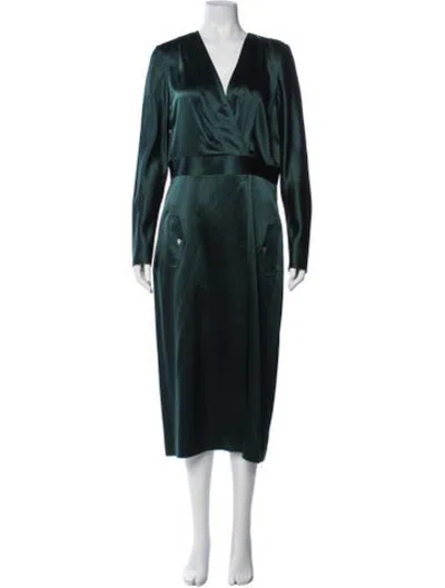 Pre-owned Dion Lee Silk Midi Length Dress In Green