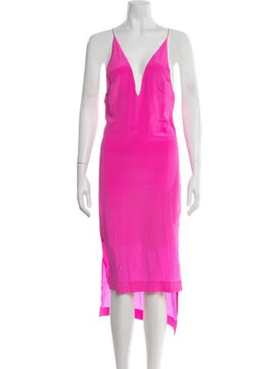 Pre-owned Dion Lee Silk Midi Length Dress In Pink