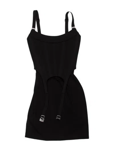 Pre-owned Dion Lee Square Neckline Mini Dress In Black