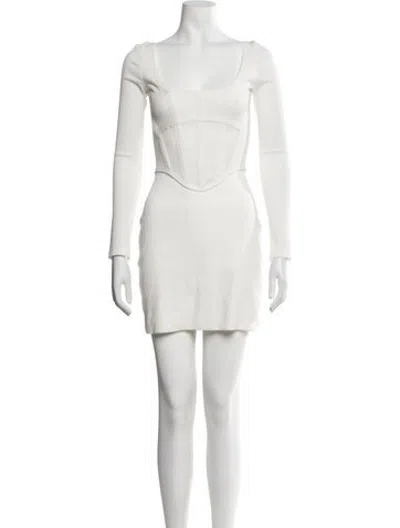 Pre-owned Dion Lee Square Neckline Mini Dress In White