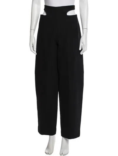 Pre-owned Dion Lee Virgin Wool Wide Leg Pants In Black