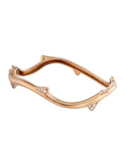 Pre-owned Dior 18k Diamond Bois De Rose Bangle Bracelet, 6" In Multicolor