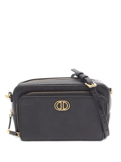 Dior 2000s Karo Double Pouch Shoulder Bag In Black