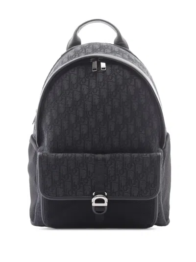 Pre-owned Dior 2010-2026 Oblique Canvas Backpack In Black
