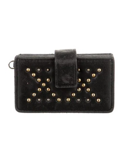 Pre-owned Dior 2017 Cannage Pattern Card Holder In Black