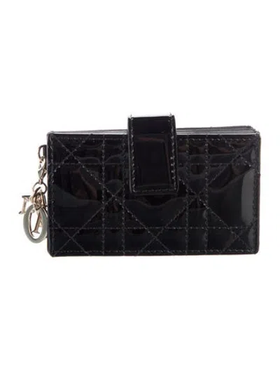 Pre-owned Dior 2021 Cannage Pattern Card Holder In Black
