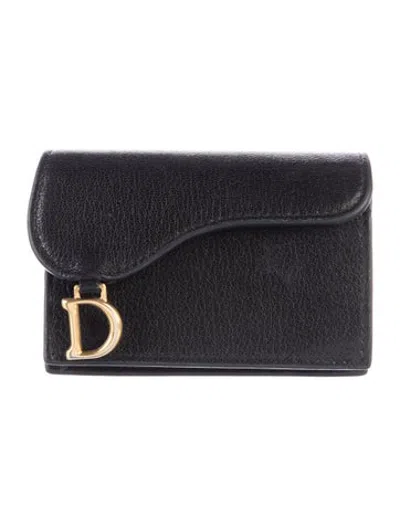 Pre-owned Dior 2022 Saddle Bloom Card Holder Card Holder In Black